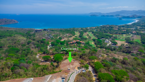 Aerial of Guayacán Lot 1 above the Reserva Conchal golf course