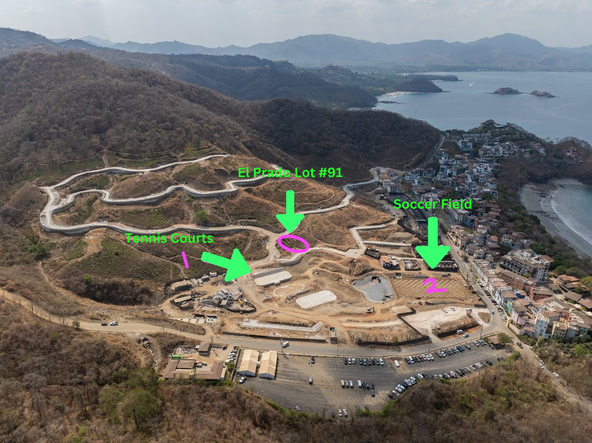 Aerial of El Prado Lot 91 above Las Catalinas town
