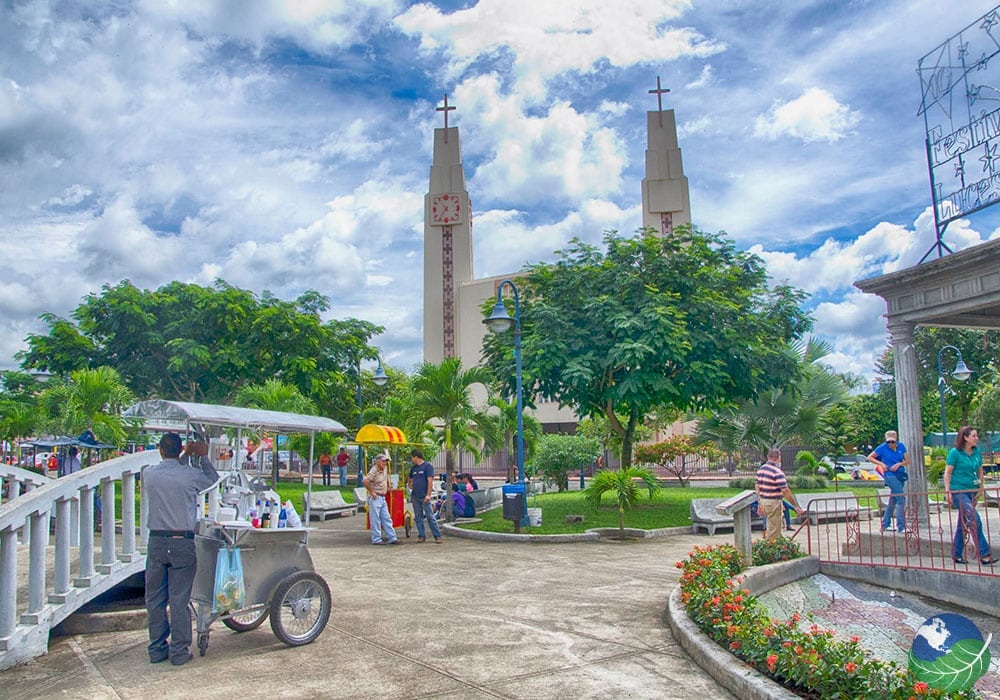 Cathedral and central park in San Isidro de El General, Costa Rica