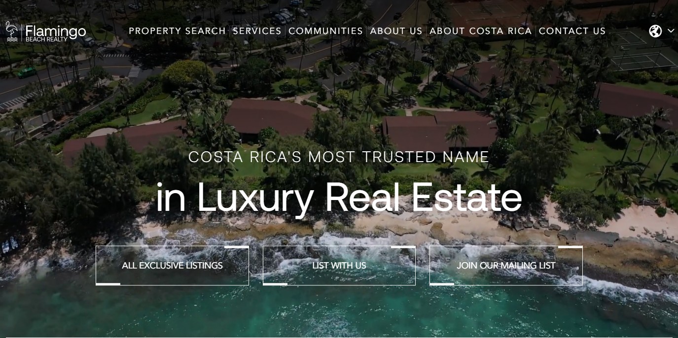Flamingo Beach Realty luxury real estate website homepage