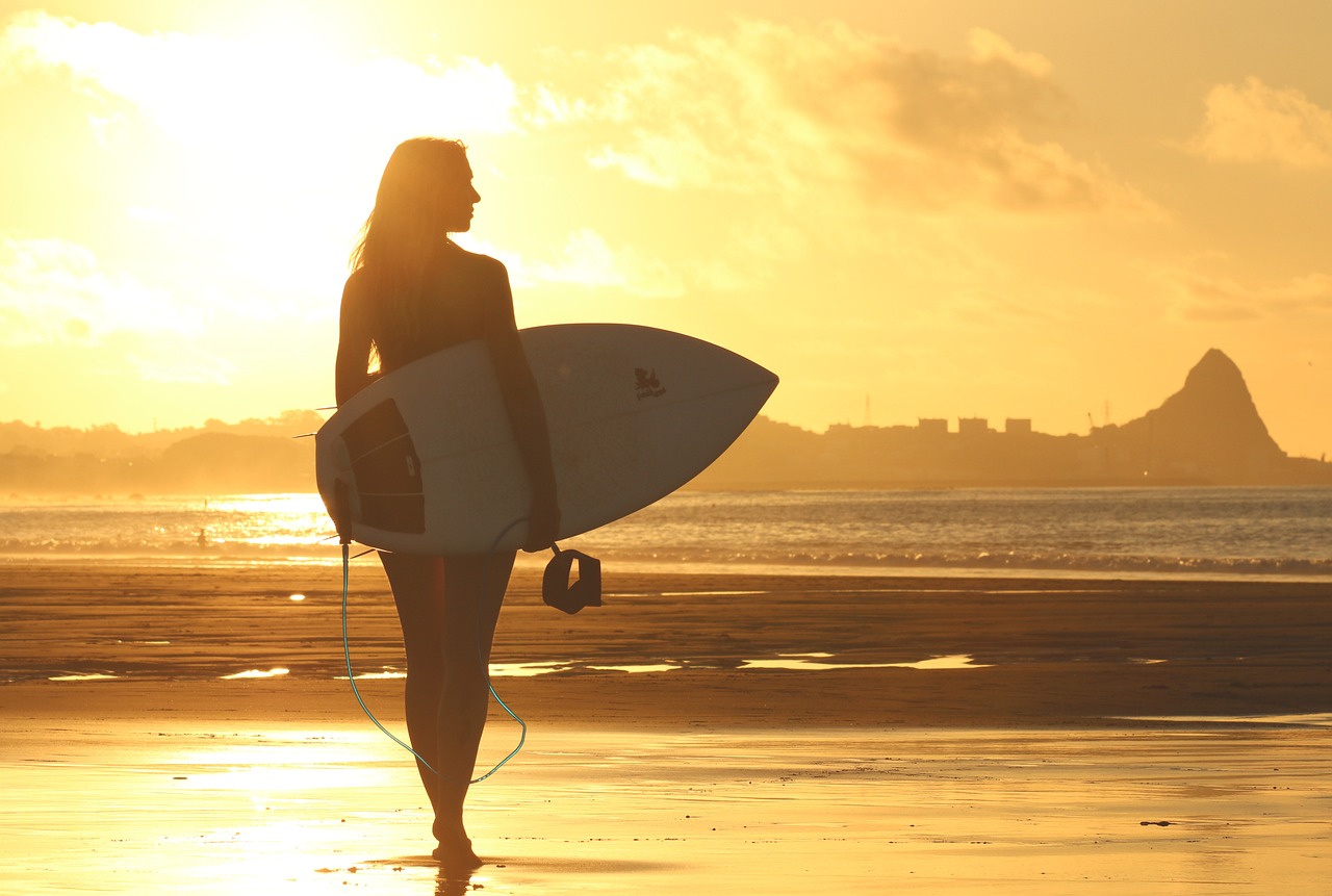 Surfer at sunrise in Tamarindo