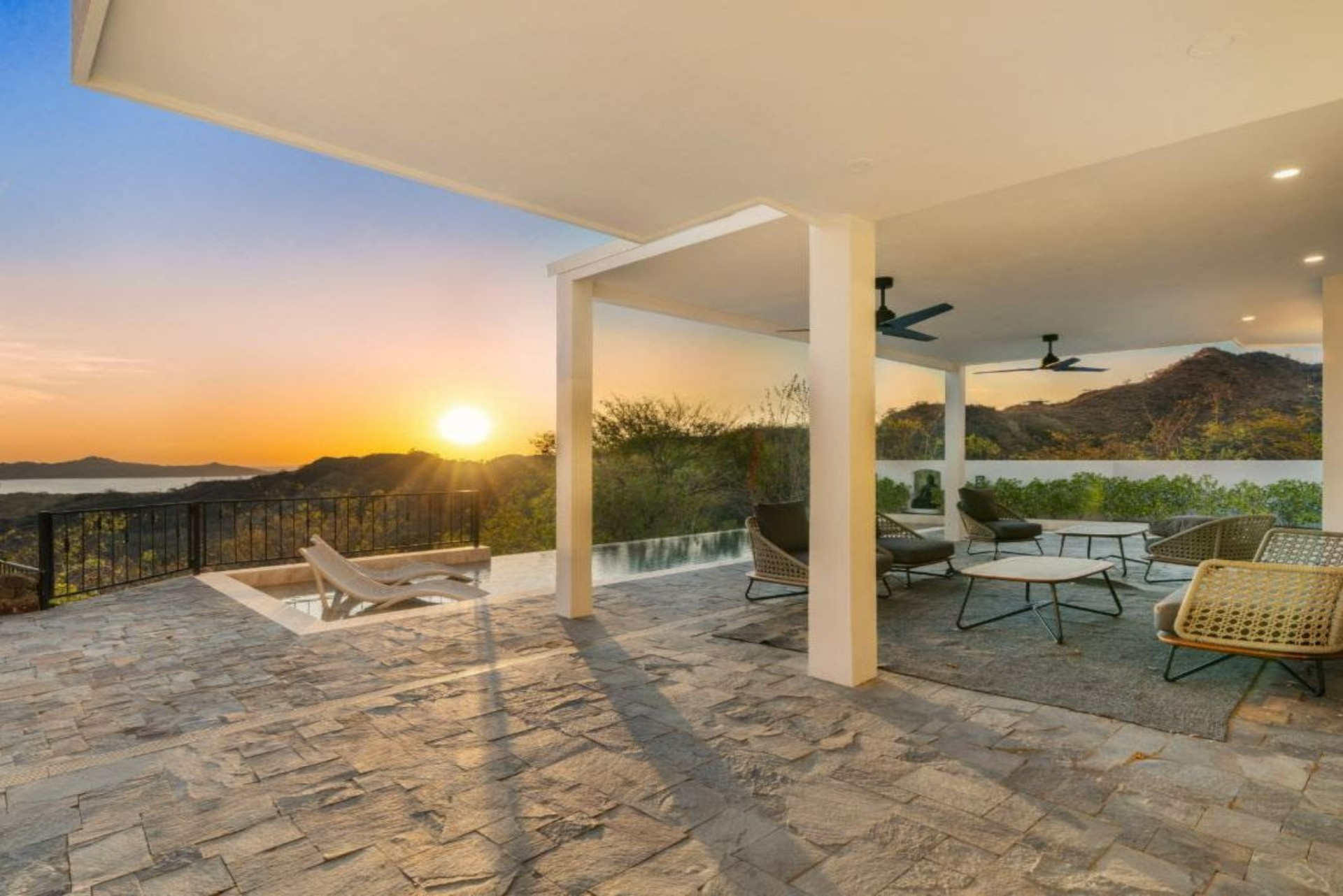 Ocean view villa above Playa Flamingo Costa Rica at sunset