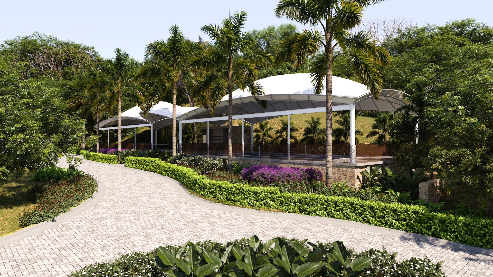 Cantomar Ocean Club covered pickleball courts rendering