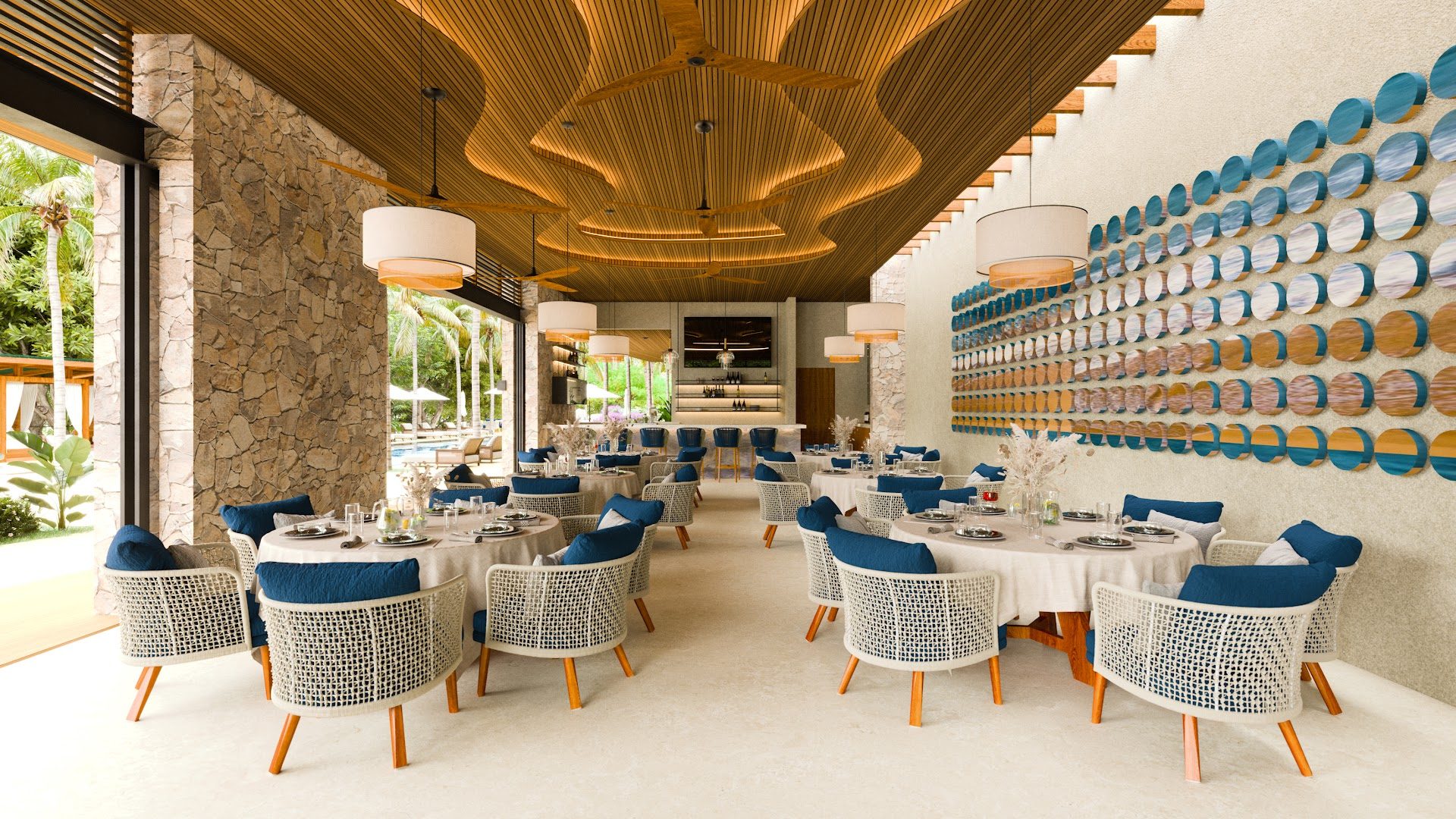 Cantomar Ocean Club restaurant interior rendering