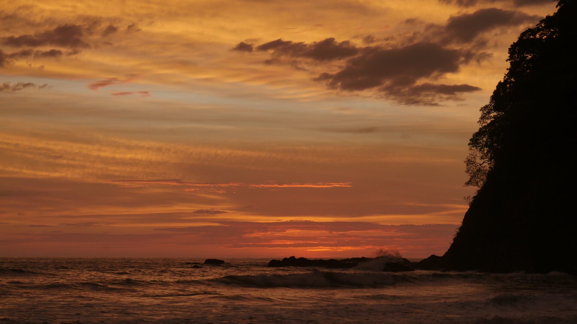 Golden sunset at Playa Corozalito