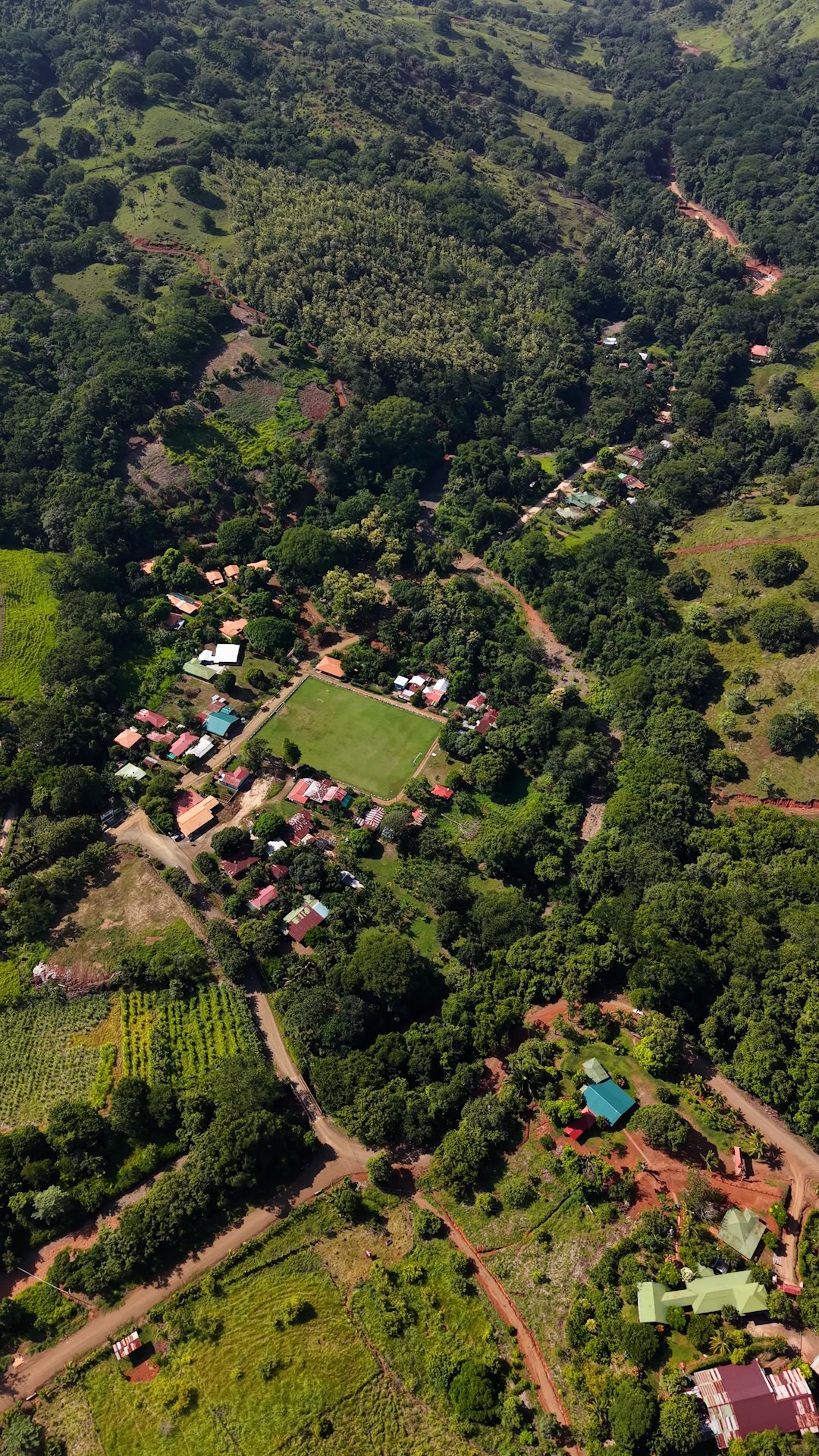 Aerial view of Corozalito village and its soccer field