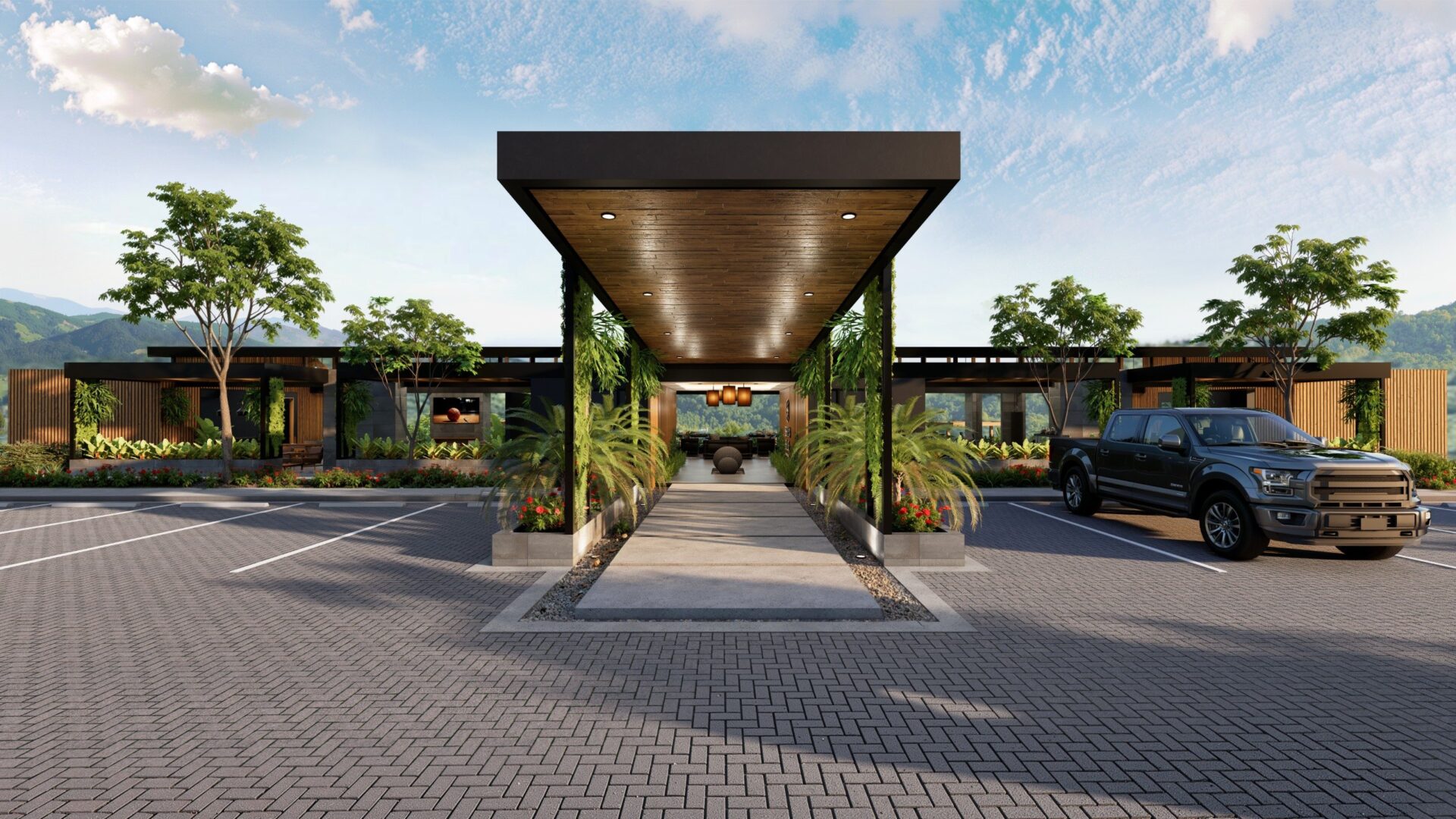 Arrival court render at Serena Blue