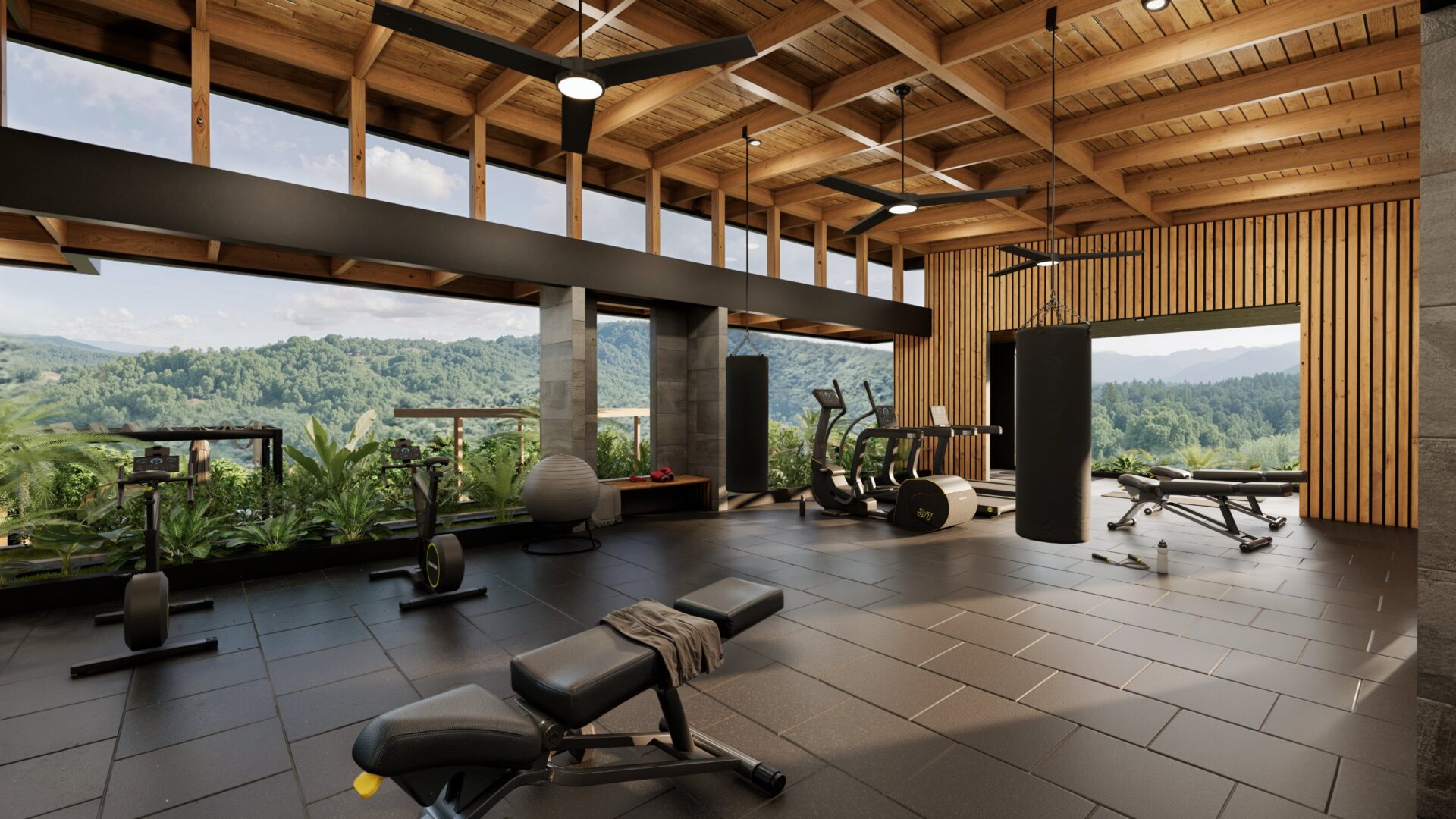 Open-air gym render at Serena Blue